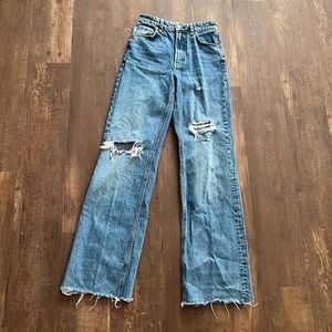 Zara Ripped Wide Leg Jeans size 2